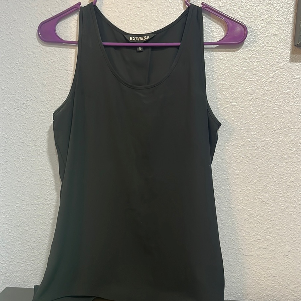 Express black slit back sheer tank